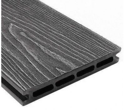 Террасная доска ДПК универсальная шовная с тиснением Антрацит от производителя Holzhof по цене 322 р Террасная доска ДПК универсальная шовная с тиснением Антрацит от производителя Holzhof по цене 322 р