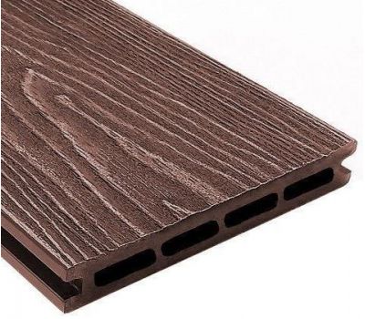 Террасная доска ДПК универсальная шовная с тиснением Коричневый от производителя Holzhof по цене 322 р Террасная доска ДПК универсальная шовная с тиснением Коричневый от производителя Holzhof по цене 322 р