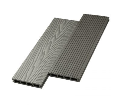 Террасная доска ДПК двусторонняя New 3D тиснение + вельвет Серый от производителя  NanoWood по цене 495 р