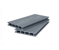 Террасная доска ДПК 3D+вельвет пустотелая двухсторонняя Серый Террасная доска ДПК 3D+вельвет пустотелая двухсторонняя Серый