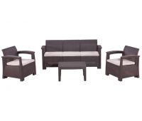 Диван и кресла RATTAN Comfort 5 Венге. Подушки бежевые.